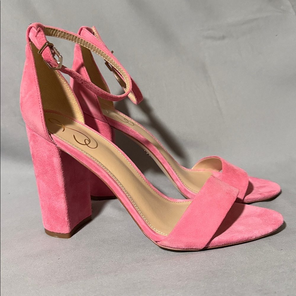Sam Edelman Pink Suede Block Heels - Picture 5 of 6